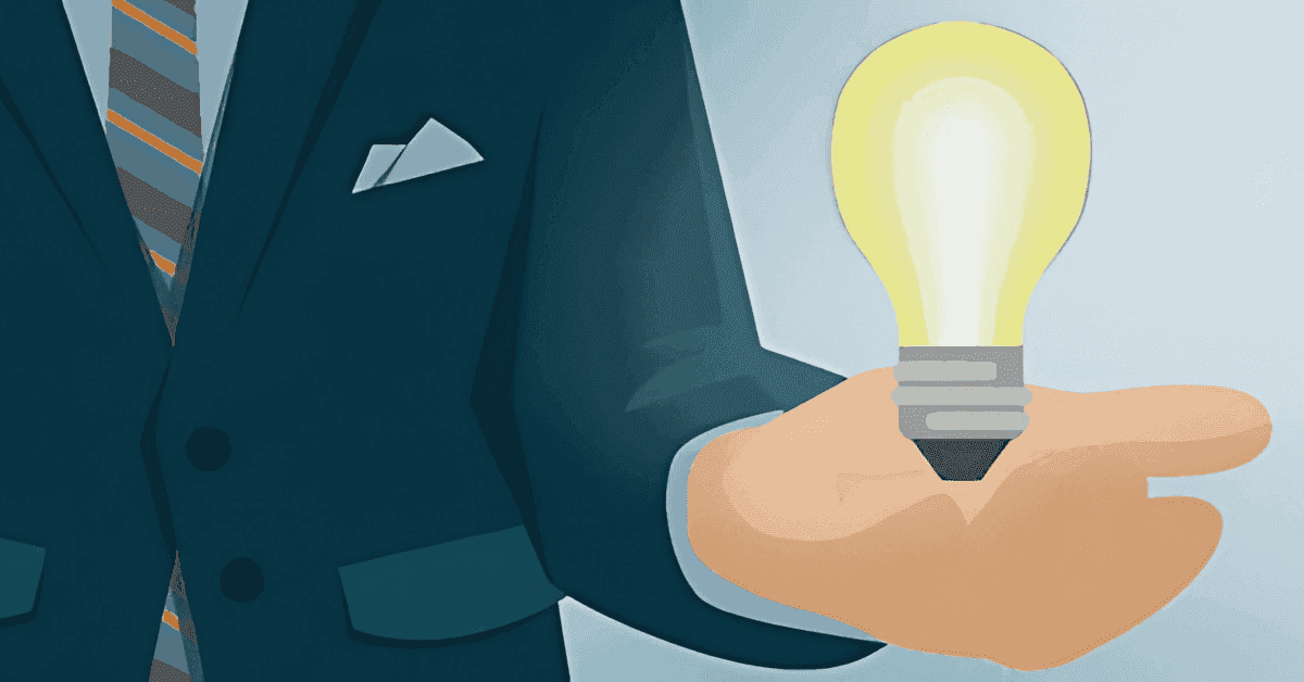 Illustration of hand holding glowing light bulb representing expertise