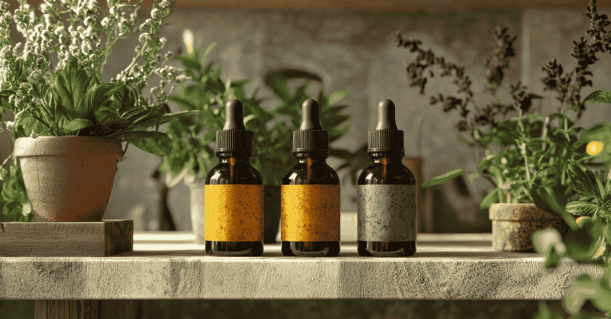 Eco-friendly product display featuring reusable bottles and natural packaging on outdoor table