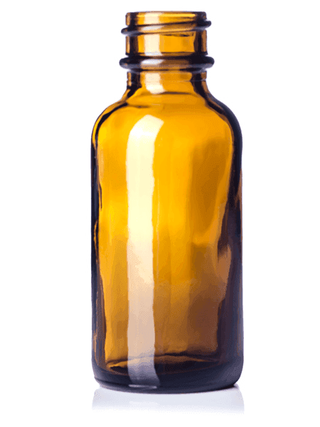 Amber glass bottle with narrow neck for cosmetic serums or oils