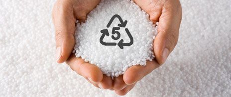 Decorative header image for a poem about polypropylene plastic, marked with resin code 5