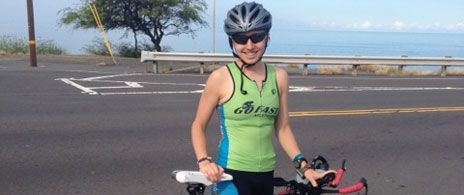 IRONMAN athlete Jocelyn McCauley in triathlon gear sponsored by Container and Packaging Supply