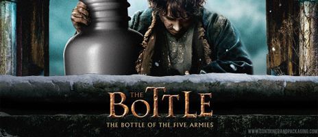 Illustrated parody calendar wallpaper titled The Bottle of Five Armies, styled after a fantasy movie poster