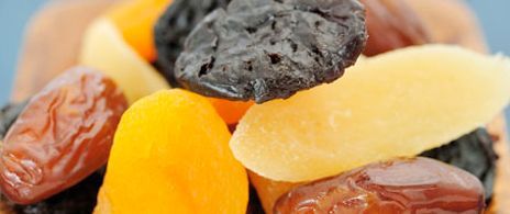 Assorted dehydrated fruits and vegetables for long-term food storage