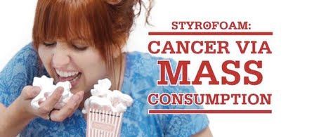 Styrene or polystyrene packaging material illustrating plastics and cancer fact-or-fiction discussion