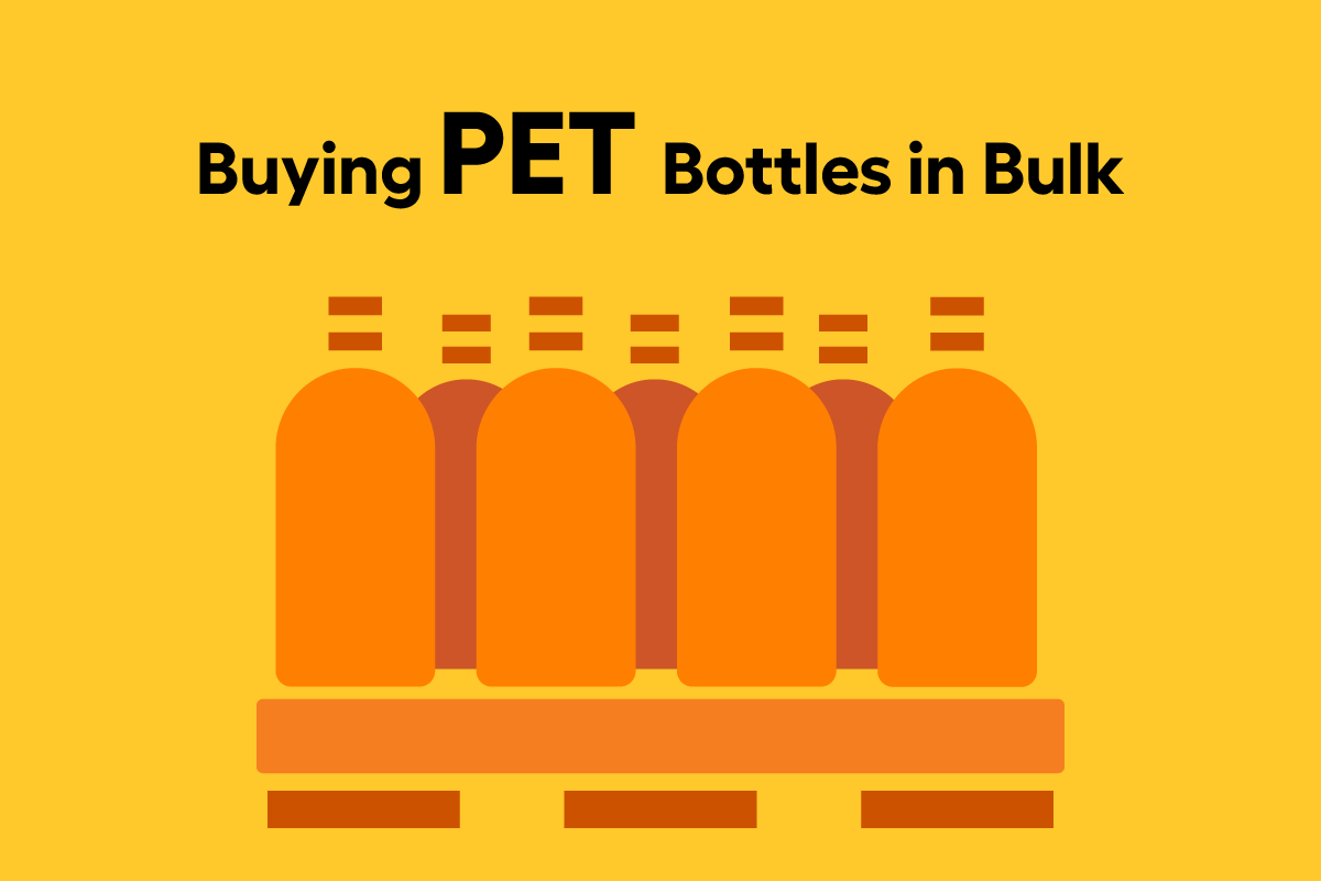 Pallet of PET bottles in bulk
